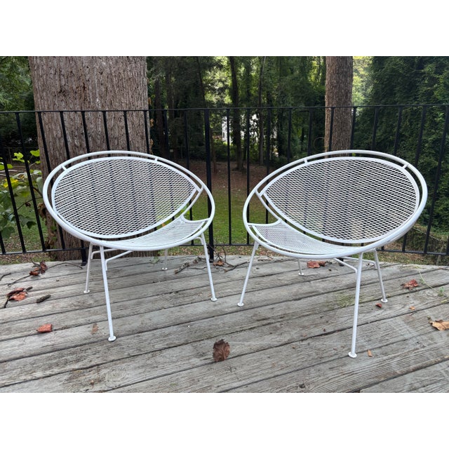 Maurizio Tempestini Tempestini Oversized Radar Chairs Powder Coated White - A Pair For Sale - Image 4 of 8