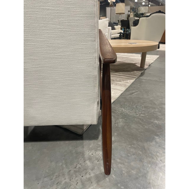 Milo Baughman for Thayer Coggin Recliner 74 in White Fabric With Walnut Frame For Sale In New York - Image 6 of 9