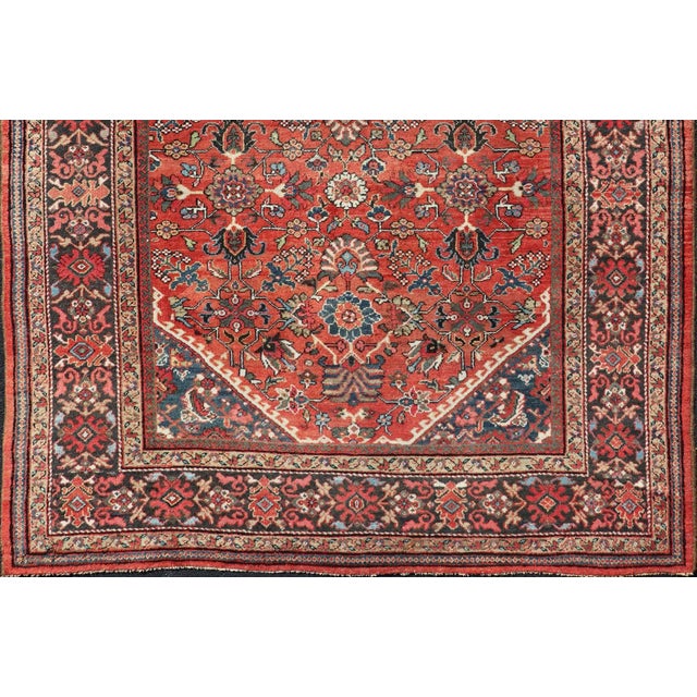 Antique Mahal Rug With All Over Design in Soft Red and Brown Border For Sale - Image 4 of 13