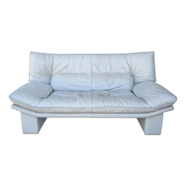 Mid 20th Century Postmodern Nicoletti Italia Gray Leather Loveseat For Sale