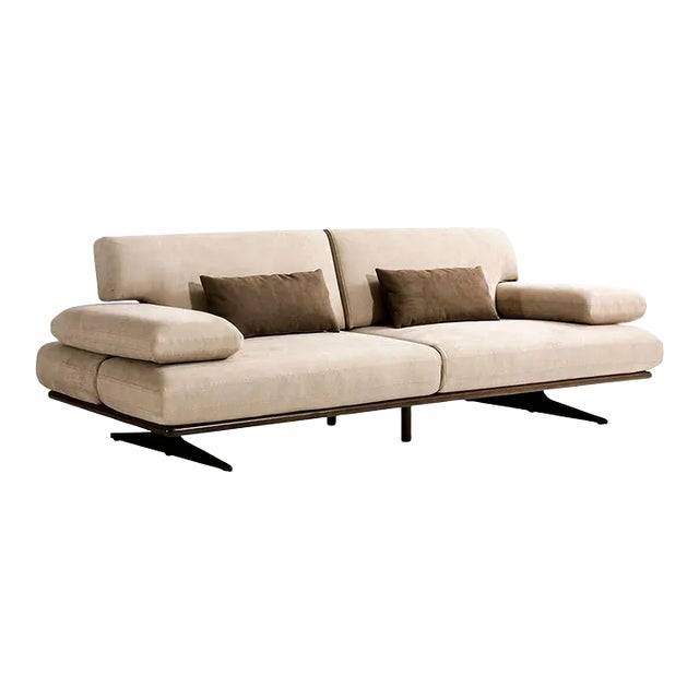 Pasargad Home Delano Beige Sofa With Sliding Backrest and Armrest For Sale