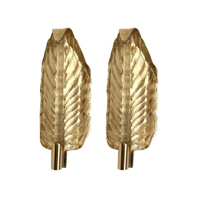 Gold Leaf Murano Glass Wall Sconces by Simoeng, Set of 2 For Sale - Image 13 of 14