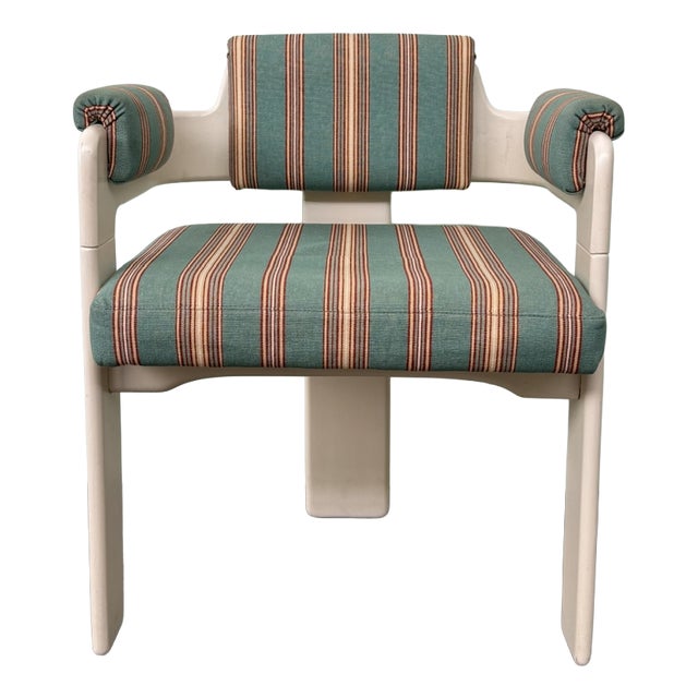 Vintage Lounge Chair in Wood and Fabric, 1970s For Sale