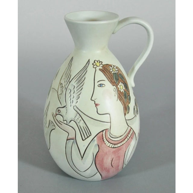 Mid-Century Modern 1960 Hand Painted Carl Harry Stalhane Rorstrand Pitcher Bowl Cup - 3 Piece Group For Sale - Image 3 of 12