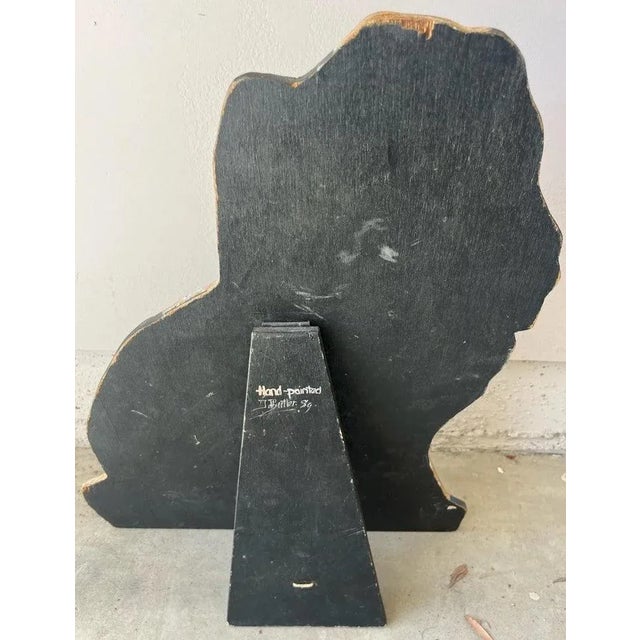 Rustic Hand Painted Dog on Board Signed & Dated For Sale - Image 3 of 5