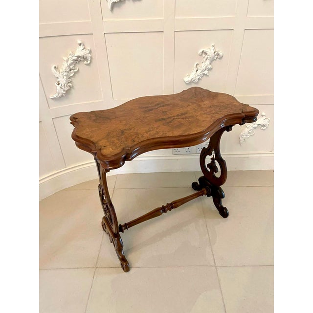 Antique Victorian Burr Walnut Shaped Centre Table, 1860s For Sale - Image 15 of 15