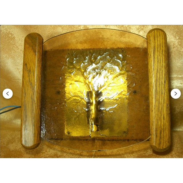 1970s Mid-Century Modern Art Deco Brass, Wood and Glass Sconces from Fischer Leuchten, 1970s, Set of 2 For Sale - Image 5 of 10