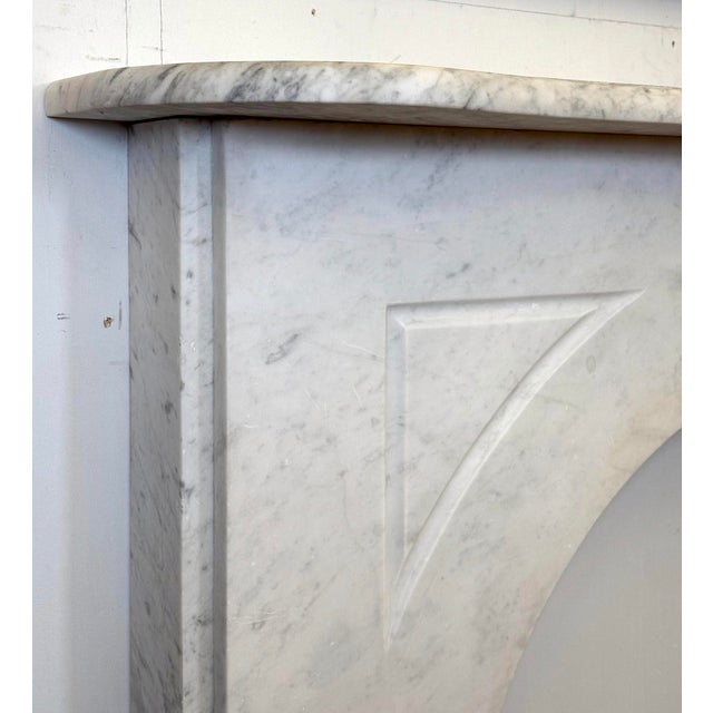 Antique Victorian Arched Carrara Marble Fireplace Mantel For Sale - Image 12 of 13