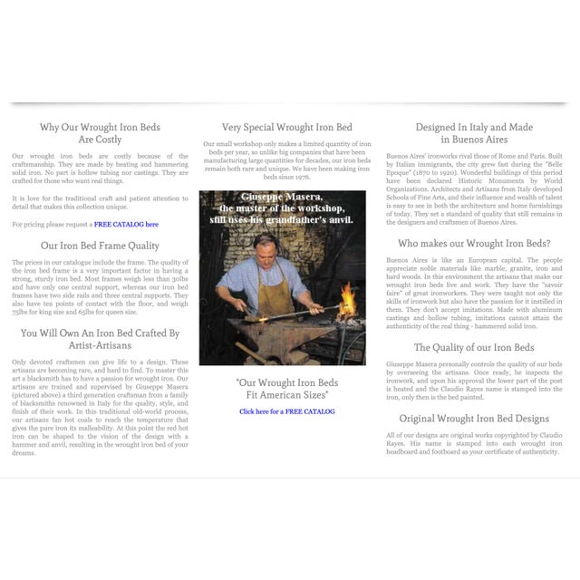 Vintage Claudio Rayes Hand Forged Solid Iron Cal King Bed For Sale - Image 11 of 11