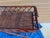 Mid-Century Modern Vintage Butler Tray Serving Table Featuring a Dark Stained Finish and Distinctive Woven Rattan Panels. For Sale - Image 3 of 14