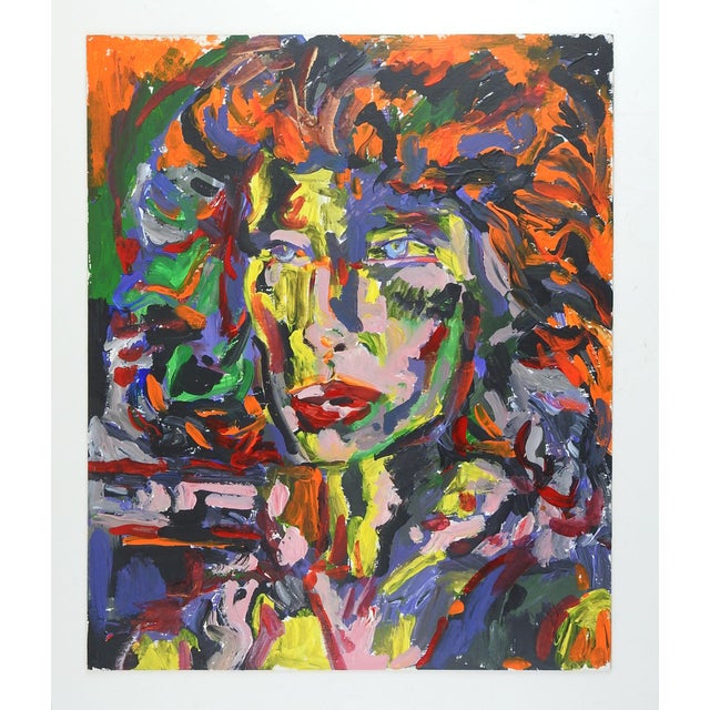 Mid 20th century bold fauvist style abstract oil on mat board portrait of a woman. Unsigned. Unframed, edge wear.