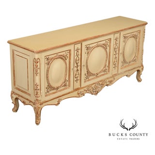 French Rococo Style Painted Sideboard Buffet Cabinet For Sale