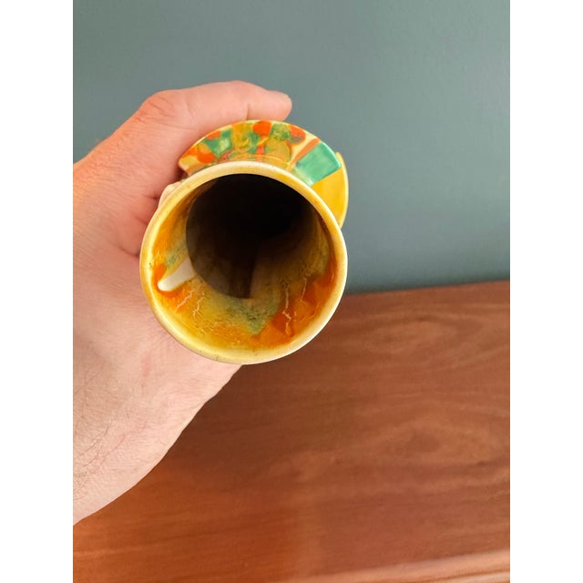 Clarice Cliff Bizarre Tube Vase, in Delicia Citrus Pattern, Printed Bizarre Marks Under For Sale In Cleveland - Image 6 of 7