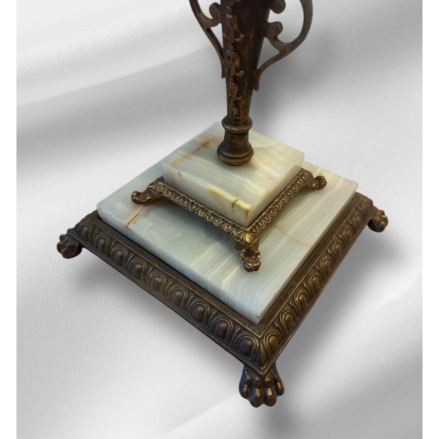 1930s Bold Floor Lamp With Five Onyx Pieces For Sale In South Bend - Image 6 of 7