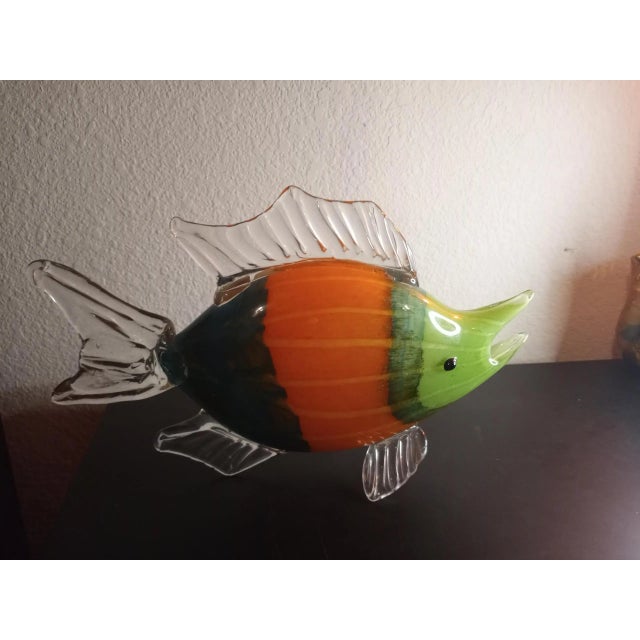 Orange 1960s Art Glass Fish Figurine For Sale - Image 8 of 8