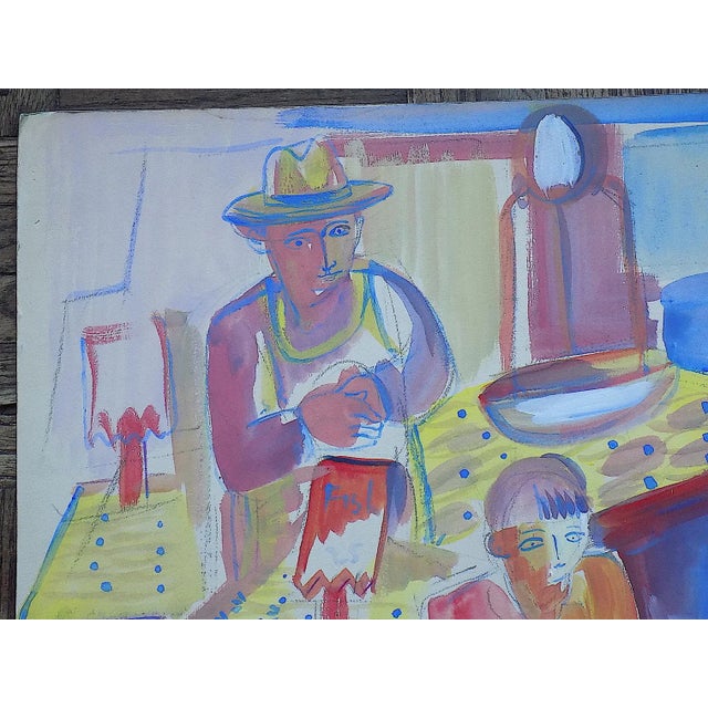 Helen Malta (American, 1912 – 1975) Untitled Expressionist Genre Scene, circa 1930's Watercolor on paper Signed to the...