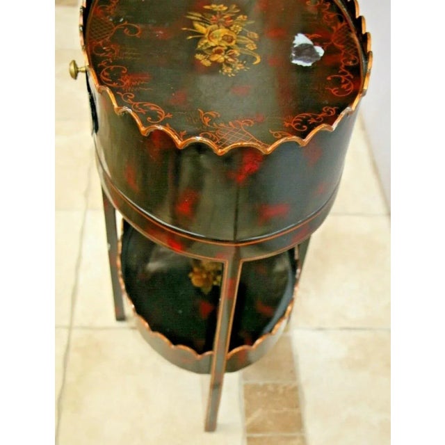 Metal 1990s Maitland Smith Table English Regency Metal Black Painted Two Tier Drawer Rare For Sale - Image 7 of 10