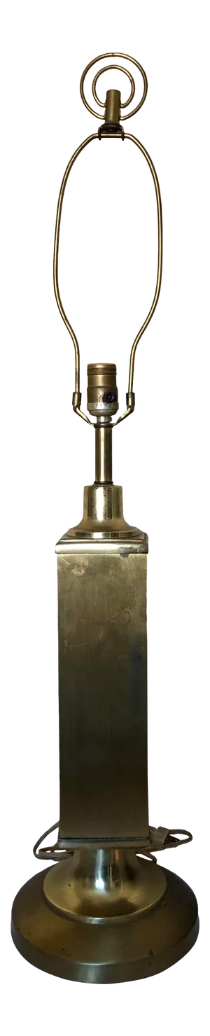 Mid Century Brass Column Table Lamp