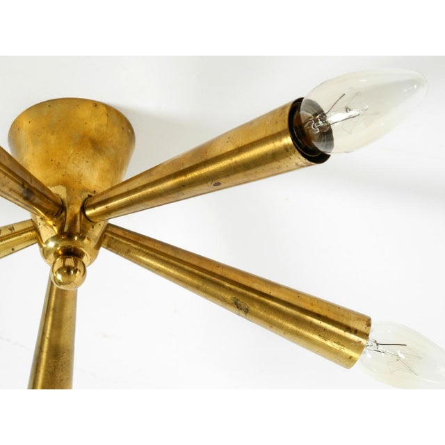 Mid-Century Modern Sputnik Brass Ceiling Lamp with Five Arms, 1950s For Sale - Image 9 of 18