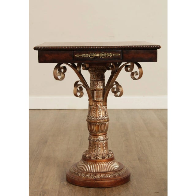 Maitland - Smith Late 20th Century Neoclassical Style Carved Gilt Pedestal Base Chess Game Table For Sale - Image 4 of 13