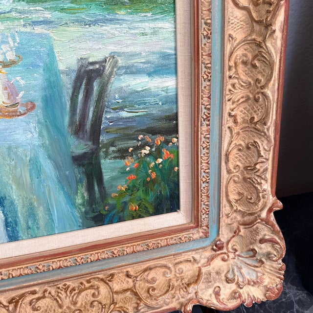 Freilberger Still Life Table on the Patio Painting Signed For Sale - Image 10 of 12