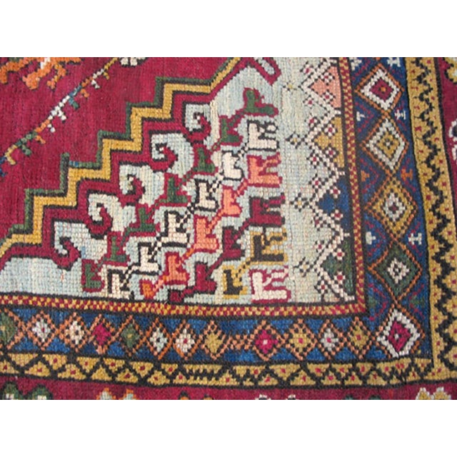 1900s Red Medallion Antique Moroccan Rabat Rug 6'8" X 9'6" Handknotted Wool Carpet For Sale In New York - Image 6 of 6