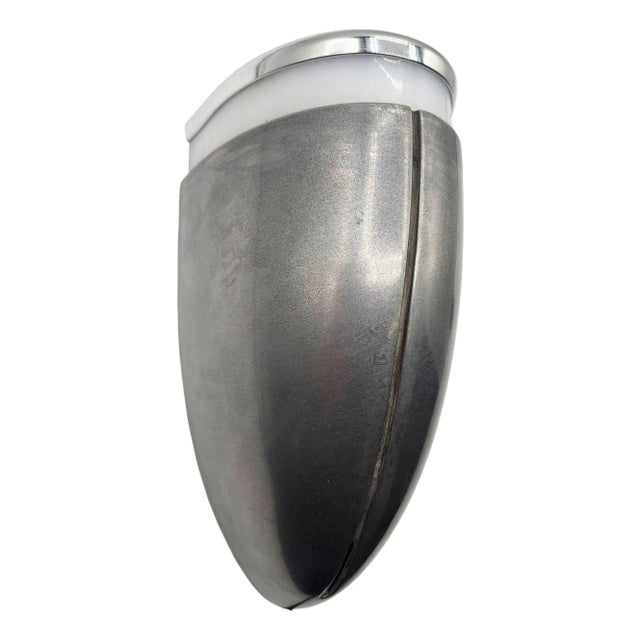 A Machine Age Streamline Brushed Aluminum Wall Sconce, 5 Available For Sale