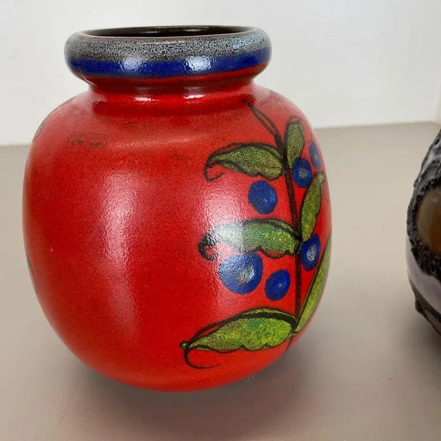 Multi-Color Pottery Fat Lava Vases from Scheurich, Germany, 1970s, Set of 2 For Sale - Image 10 of 18
