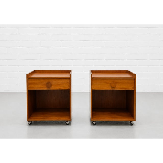 Pair of Danish Mid Century Modern Teak Nightstands, C. 1960's For Sale - Image 10 of 14
