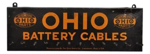Antique Ohio Battery Cables Tin Metal Black & Orange Store Parts Display