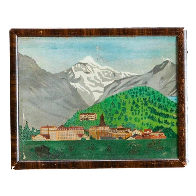 Folk Art Landscape Oil Painting For Sale