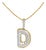 Men's 10K Yellow Gold 1 1/5 Cttw Diamond Letter D Initial Pendant Necklace For Sale