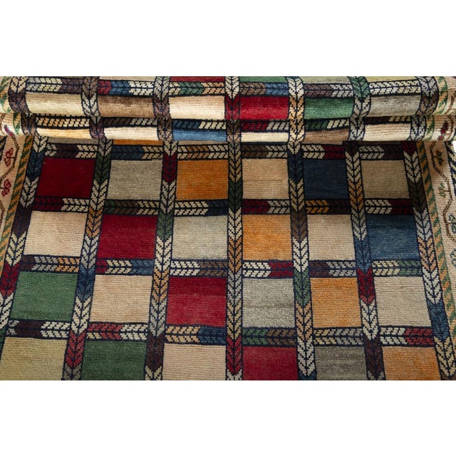 Blue Hand-Knotted Gabbeh Nomadic Rug For Sale - Image 8 of 11