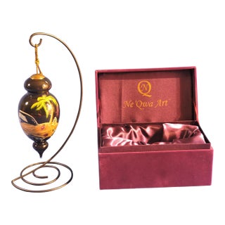 Verre Eglomise Lost in Paradise by Michael Godard Blown Ornament For Sale