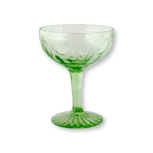 Mid-Century Modern Anchor Hocking Cameo Green Sherbet / Champagne Glasses, S/6 For Sale - Image 3 of 3