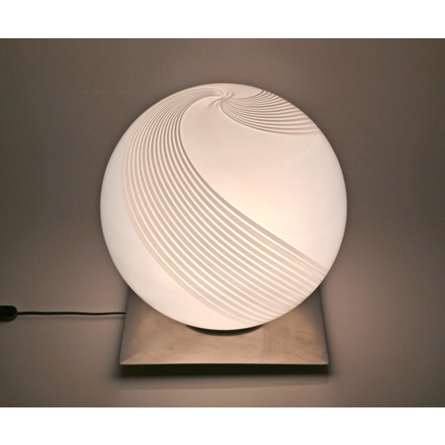 Mid-Century Modern Mid-Century Murano Table Lamp with Steel Base attributed to Lamperti, Italy, 1970s For Sale - Image 3 of 18