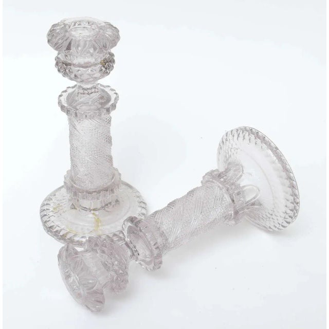 Transparent William IV Heavy Leaded Candlesticks - a Pair For Sale - Image 8 of 11