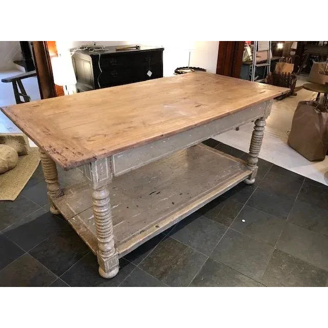 Early 19th Century Painted French Island with 2 Drawers, Provence, Circa 1830 For Sale - Image 5 of 14