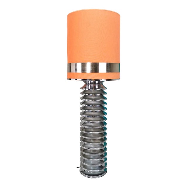 Chrome Floor Lamp with Fabric Lampshade from Star Leuchten, 1970s For Sale