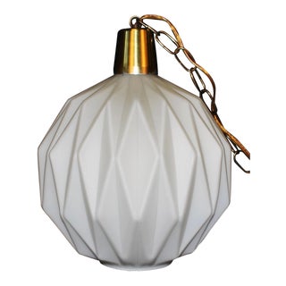 Mid-Century White Globe Hanging Pendant For Sale