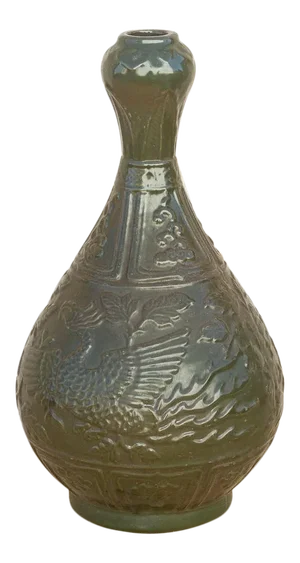 Chinese Amphora Shaped Green Vase