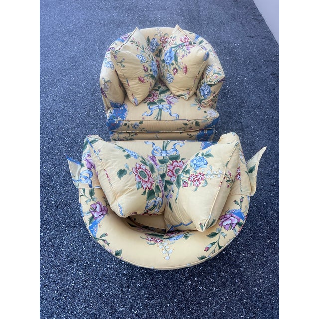 Vintage Pair of Floral Barrel Back Side Chairs Chairish