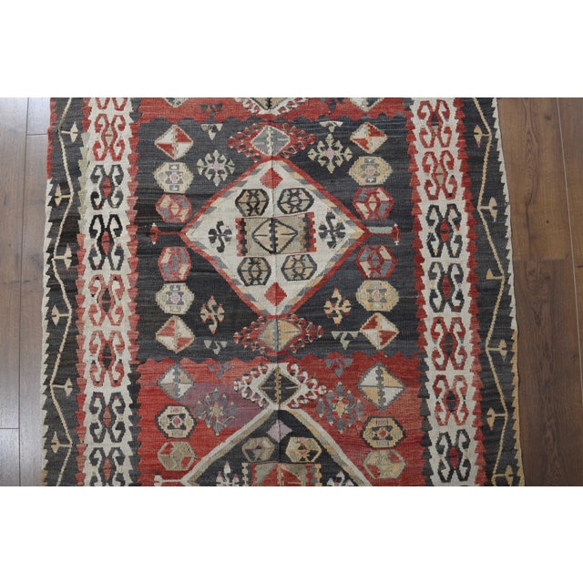 Red 1970s Vintage Handmade Wool Cotton Red Runner Rug For Sale - Image 8 of 11