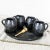 Mid-Century Modern Vintage Black Clay Barro Negro Pottery Hot Chocolate Set Oaxaca Mexico 4 Mugs and Fish Tray - 6 pcs For Sale - Image 3 of 13