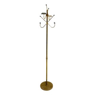 Italian Coat Stand in Gilded Metal and Marble, 1950 For Sale