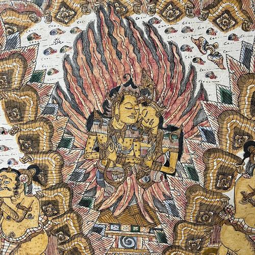 Brown Large Vintage Indonesian Hand-Painted Wall Art, 1970s For Sale - Image 8 of 18