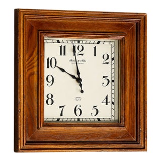 2010s Sterling & Noble Square Wood Wall Clock For Sale