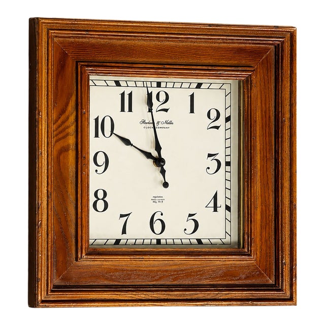 2010s Sterling & Noble Square Wood Wall Clock For Sale