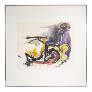 1964 Abstract Watercolor Painting Signed by James L. Bruch For Sale