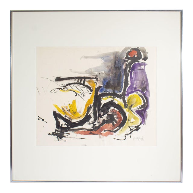 1964 Abstract Watercolor Painting Signed by James L. Bruch For Sale